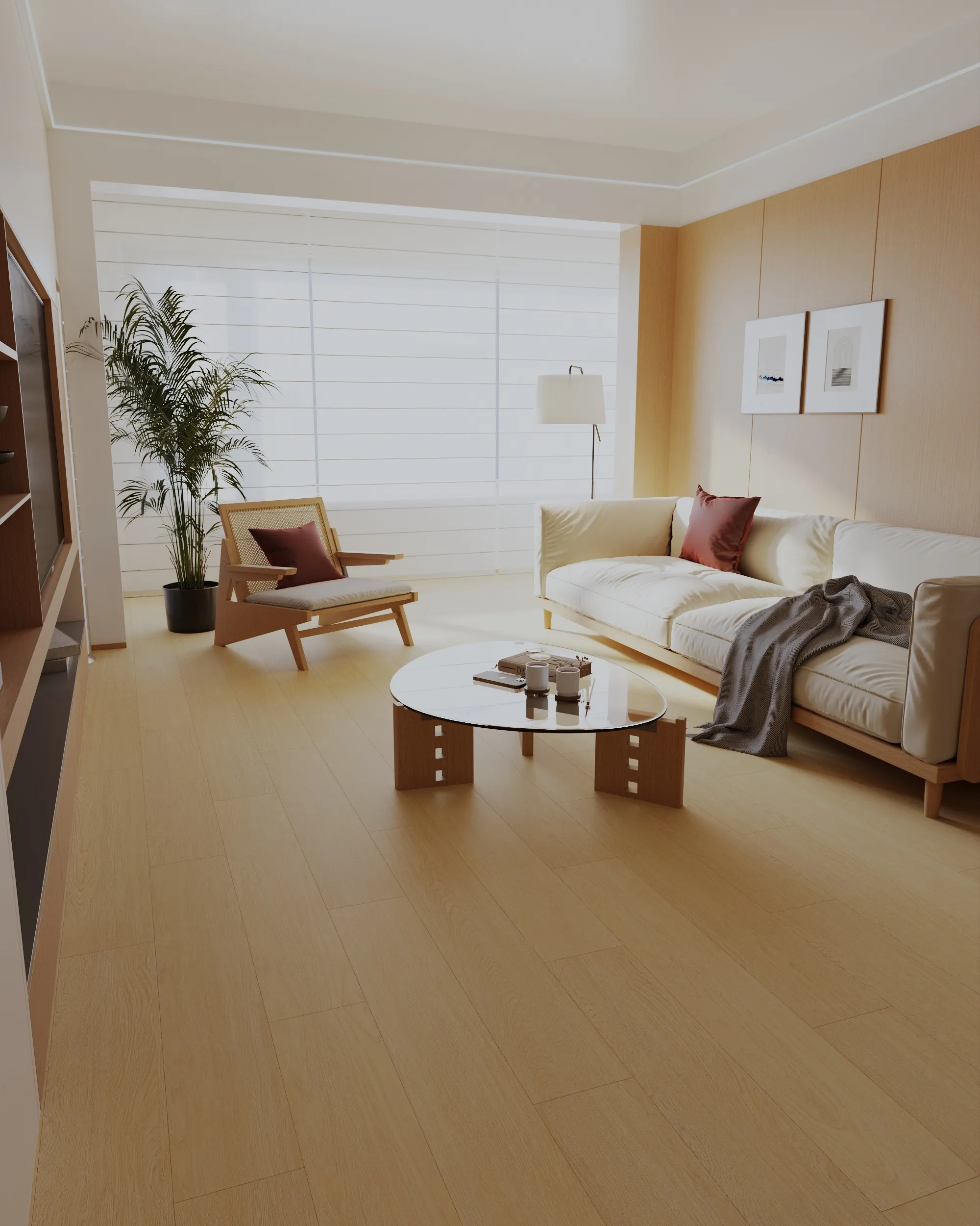 Light Sand Beige Natural Oak Wood Look Porcelain Tile for Wall and Floor