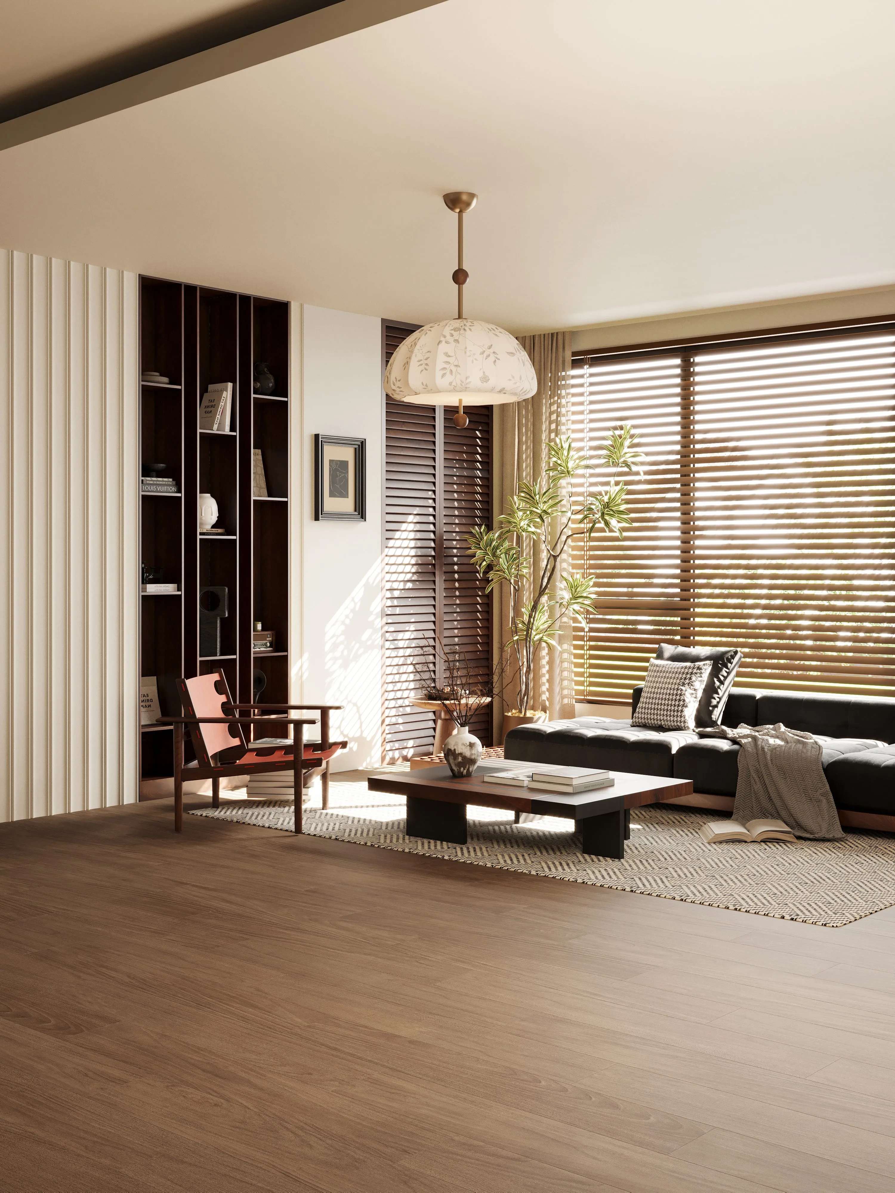 Warm Brown Fine Teak Wood Look Porcelain Tile for Wall and Floor