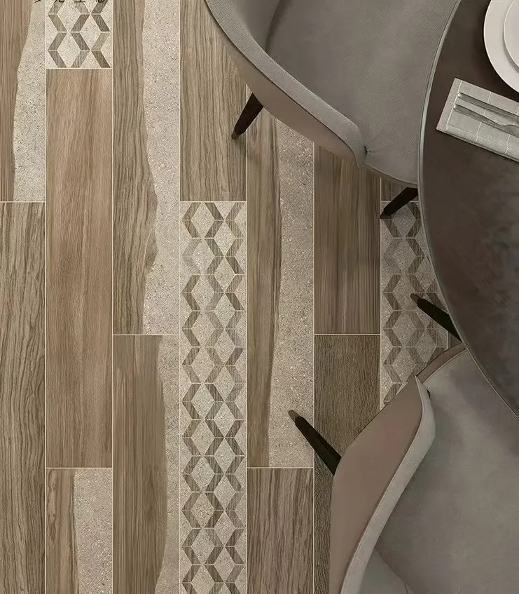 Golden Brown Teak Wood Look Porcelain Tile for Wall and Floor
