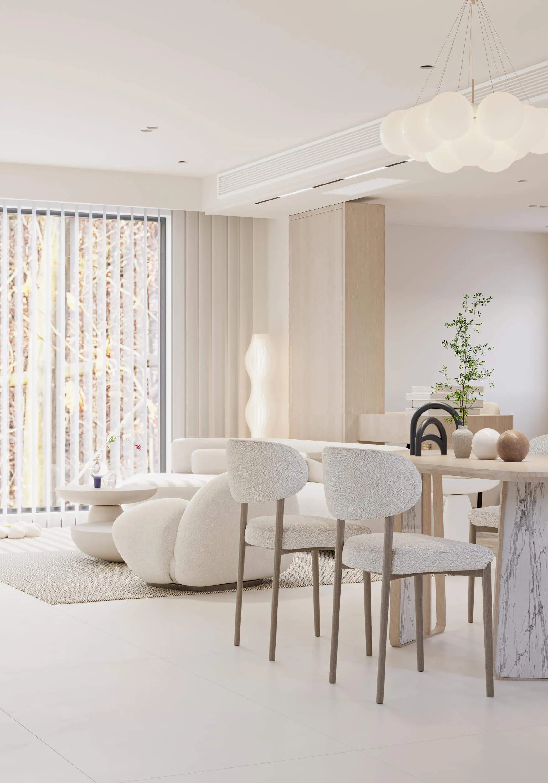 Soft Warm White Limestone-Inspired Coating-Look Porcelain Wall/Floor Tile