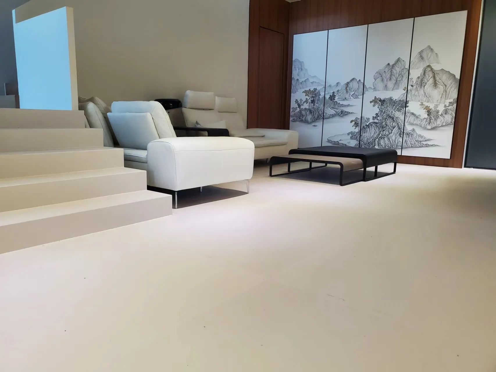 Neo Chinese Villa with Venetian Plaster Look Tiles - Neo Chinese Living Room with Venetian Plaster Look Tiles 2
