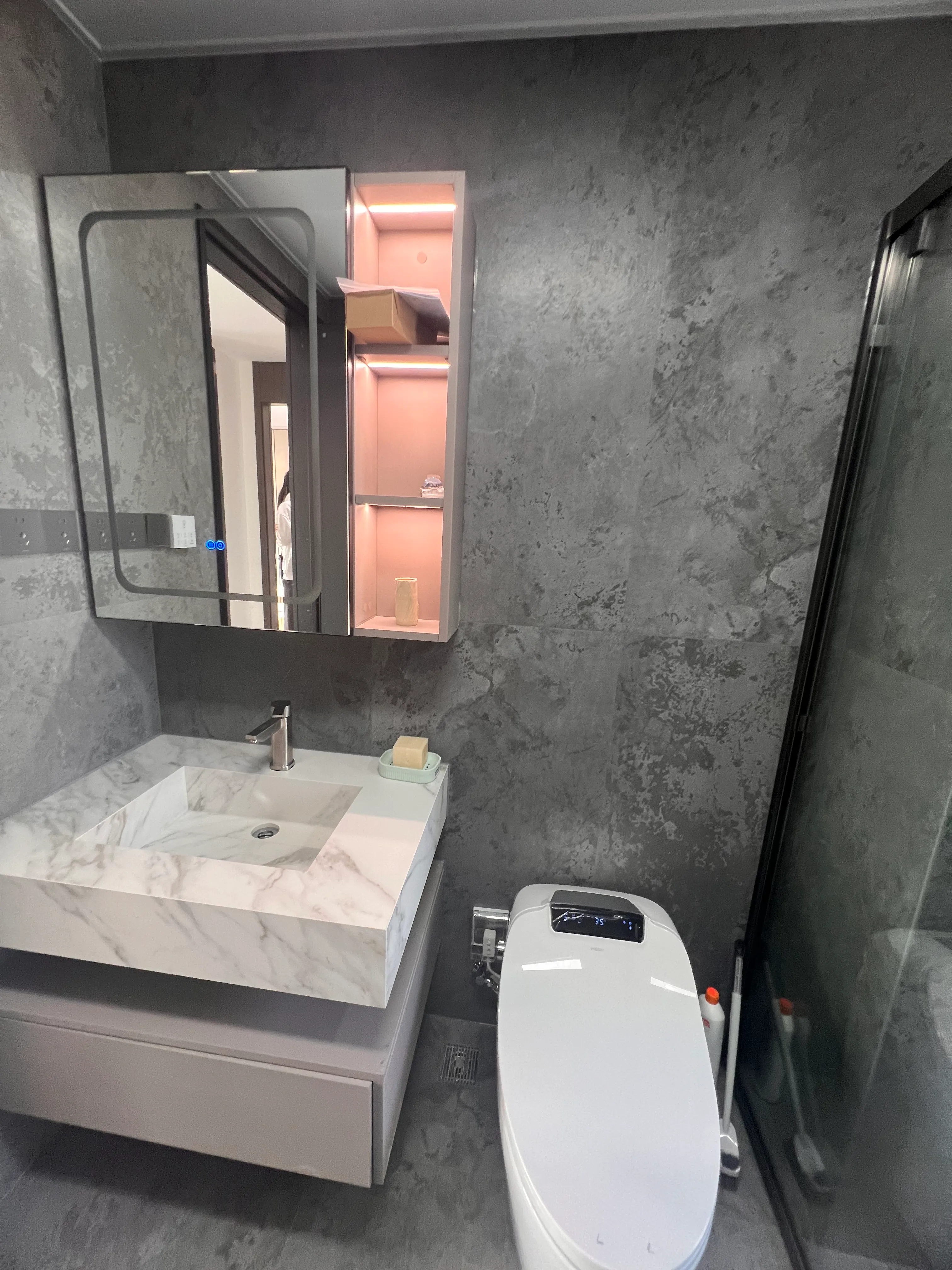 Quiet Luxury Bathroom with Concrete Look Tiles - Quiet Luxury Bathroom with Concrete Look Tiles 12